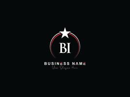 Initial Bi Luxury Business Logo, Feminine Star Circle Bi Logo Letter Vector Icon