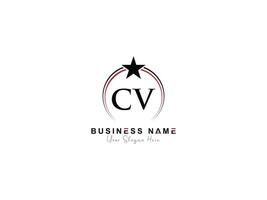 Minimal Star Cv Logo Icon, Creative Circle Luxury CV Letter Logo Image Design vector