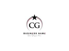 Minimal Star Cg Logo Icon, Creative Circle Luxury CG Letter Logo Image Design vector
