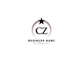 Minimal Star Cz Logo Icon, Creative Circle Luxury CZ Letter Logo Image Design vector