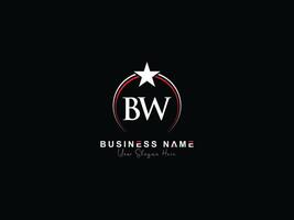 Initial Bw Luxury Business Logo, Feminine Star Circle BW Logo Letter Vector Icon