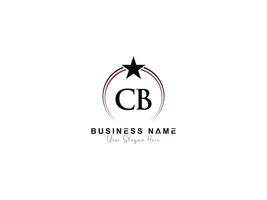 Minimal Star Cb Logo Icon, Creative Circle Luxury CB Letter Logo Image Design vector