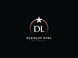 Initial Circle Dl Logo Icon, Creative Luxury Star DL Letter Logo Image Design vector