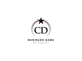 Minimal Star Cd Logo Icon, Creative Circle Luxury CD Letter Logo Image Design vector