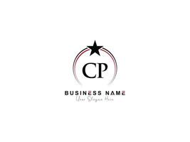 Minimal Star Cp Logo Icon, Creative Circle Luxury CP Letter Logo Image Design vector