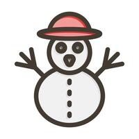 Snowman Thick Line Filled Colors For Personal And Commercial Use. vector