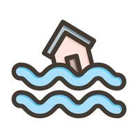 Flood Symbol Thick Line Filled Colors For Personal And Commercial Use. vector