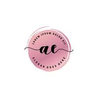 AE Initial Letter handwriting logo with circle brush template vector