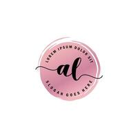 AL Initial Letter handwriting logo with circle brush template vector