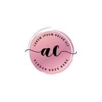 AC Initial Letter handwriting logo with circle brush template vector