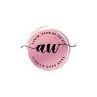 aw inicial letra escritura logo con circulo cepillo modelo vector