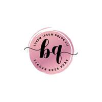 BQ Initial Letter handwriting logo with circle brush template vector