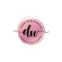 DW Initial Letter handwriting logo with circle brush template vector