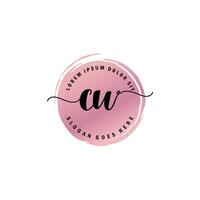 CW Initial Letter handwriting logo with circle brush template vector