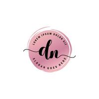 DN Initial Letter handwriting logo with circle brush template vector