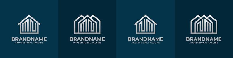 Letter MN and NM Home Logo Set. Suitable for any business related to house, real estate, construction, interior with MN or NM initials. vector