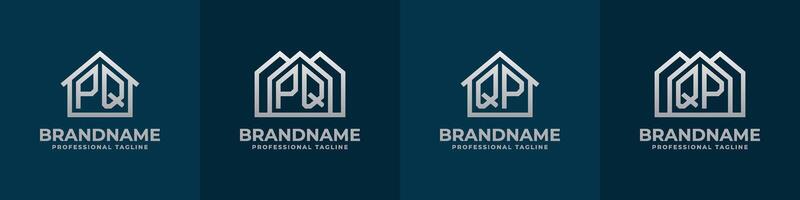 Letter PQ and QP Home Logo Set. Suitable for any business related to house, real estate, construction, interior with PQ or QP initials. vector