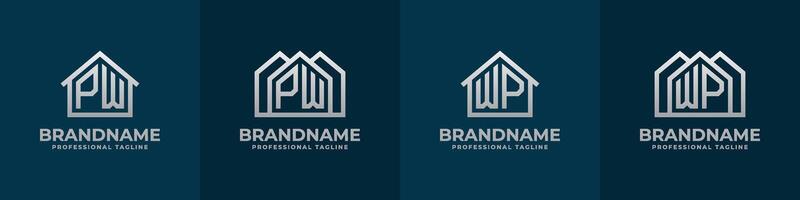 Letter PW and WP Home Logo Set. Suitable for any business related to house, real estate, construction, interior with PW or WP initials. vector