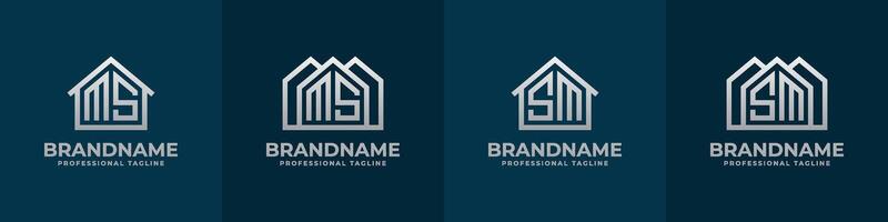 Letter MS and SM Home Logo Set. Suitable for any business related to house, real estate, construction, interior with MS or SM initials. vector