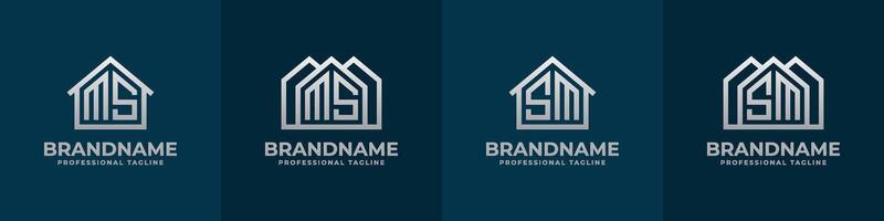 Letter MS and SM Home Logo Set. Suitable for any business related to house, real estate, construction, interior with MS or SM initials. vector