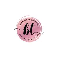 BT Initial Letter handwriting logo with circle brush template vector