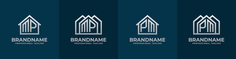 Letter MP and PM Home Logo Set. Suitable for any business related to house, real estate, construction, interior with MP or PM initials. vector