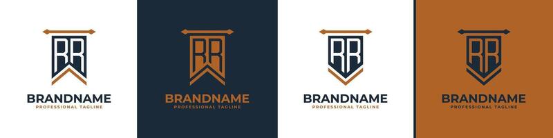 Letter RR Pennant Flag Logo Set, Represent Victory. Suitable for any business with R or RR initials. vector
