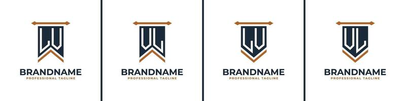 Letter LV and VL Pennant Flag Logo Set, Represent Victory. Suitable for any business with LV or VL initials. vector