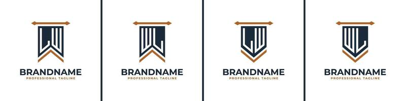 Letter LW and WL Pennant Flag Logo Set, Represent Victory. Suitable for any business with LW or WL initials. vector