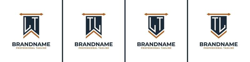 Letter LT and TL Pennant Flag Logo Set, Represent Victory. Suitable for any business with LT or TL initials. vector