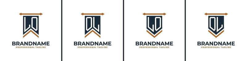 Letter LO and OL Pennant Flag Logo Set, Represent Victory. Suitable for any business with LO or OL initials. vector