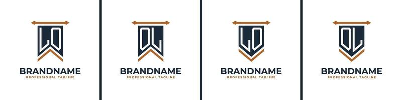 Letter LO and OL Pennant Flag Logo Set, Represent Victory. Suitable for any business with LO or OL initials. vector