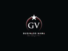 Minimal Letter Gv Logo Star, Premium Luxury GV Circle Logo Icon Vector