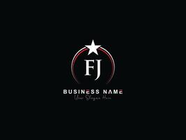 Monogram Luxury Fj Circle Star Logo, Minimal FJ Logo Icon Vector Stock