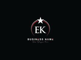 Minimal Ek Circle Logo, Luxury Star EK Logo Letter Design vector