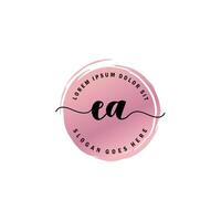 EA Initial Letter handwriting logo with circle brush template vector