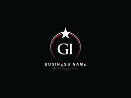 Minimal Letter Gi Logo Star, Premium Luxury GI Circle Logo Icon Vector