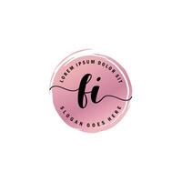 FI Initial Letter handwriting logo with circle brush template vector