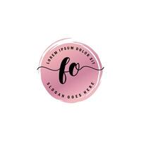 FO Initial Letter handwriting logo with circle brush template vector