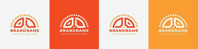 Letter DO and OD Sunrise  Logo Set, suitable for any business with DO or OD initials. vector
