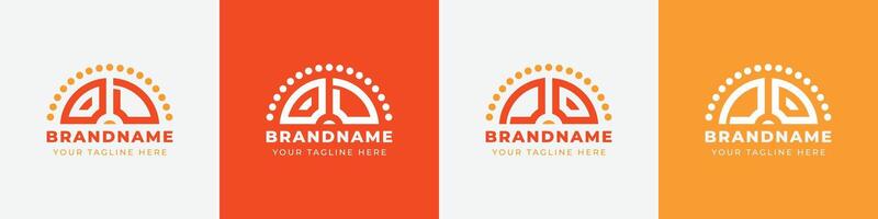 Letter DO and OD Sunrise  Logo Set, suitable for any business with DO or OD initials. vector