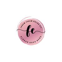 FE Initial Letter handwriting logo with circle brush template vector