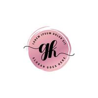 GK Initial Letter handwriting logo with circle brush template vector