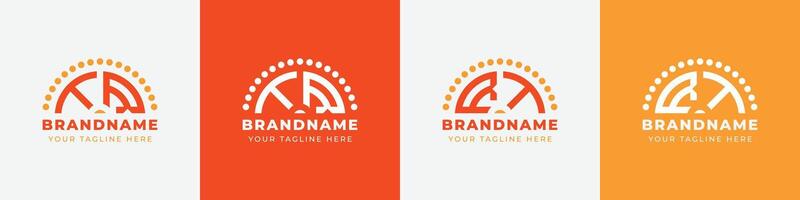 Letter RT and TR Sunrise  Logo Set, suitable for any business with RT or TR initials. vector