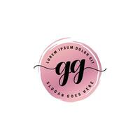 gg inicial letra escritura logo con circulo cepillo modelo vector