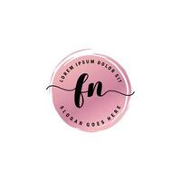 FN Initial Letter handwriting logo with circle brush template vector