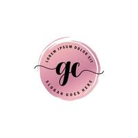 GC Initial Letter handwriting logo with circle brush template vector