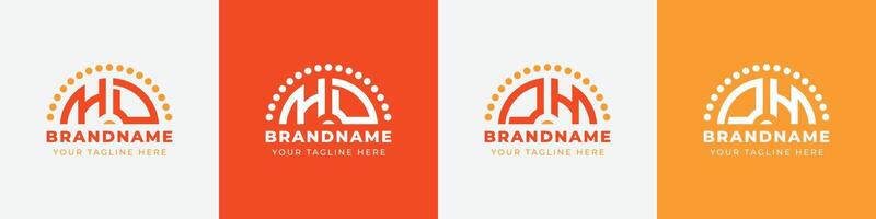 Letter DH and HD Sunrise  Logo Set, suitable for any business with DH or HD initials. vector