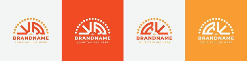 Letter RW and WR Sunrise  Logo Set, suitable for any business with RW or WR initials. vector