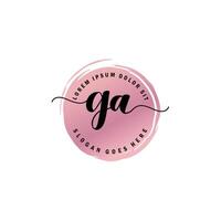 GA Initial Letter handwriting logo with circle brush template vector